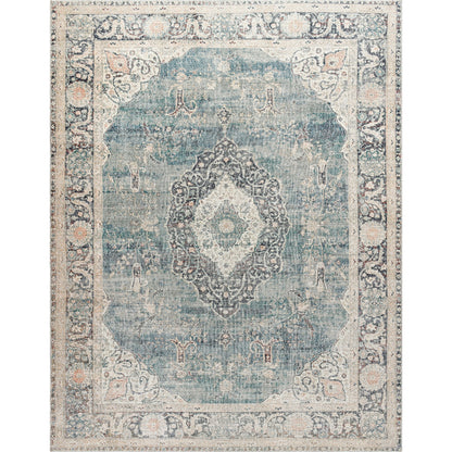 Marlene Rug - 490022 by Becki Owens x Livabliss in ice blue, blue, cream, light sage, charcoal, burgundy. Made from face: 100% polyester, warp: 100% cotton in a unique style.