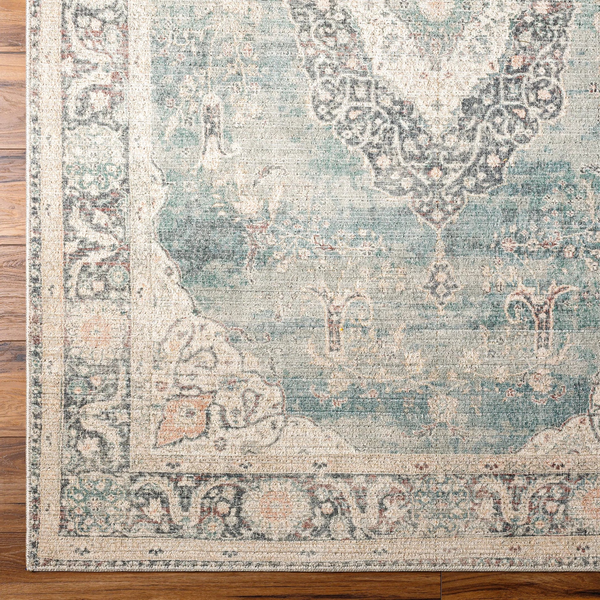 Marlene Rug - 490022 by Becki Owens x Livabliss in ice blue, blue, cream, light sage, charcoal, burgundy. Made from face: 100% polyester, warp: 100% cot