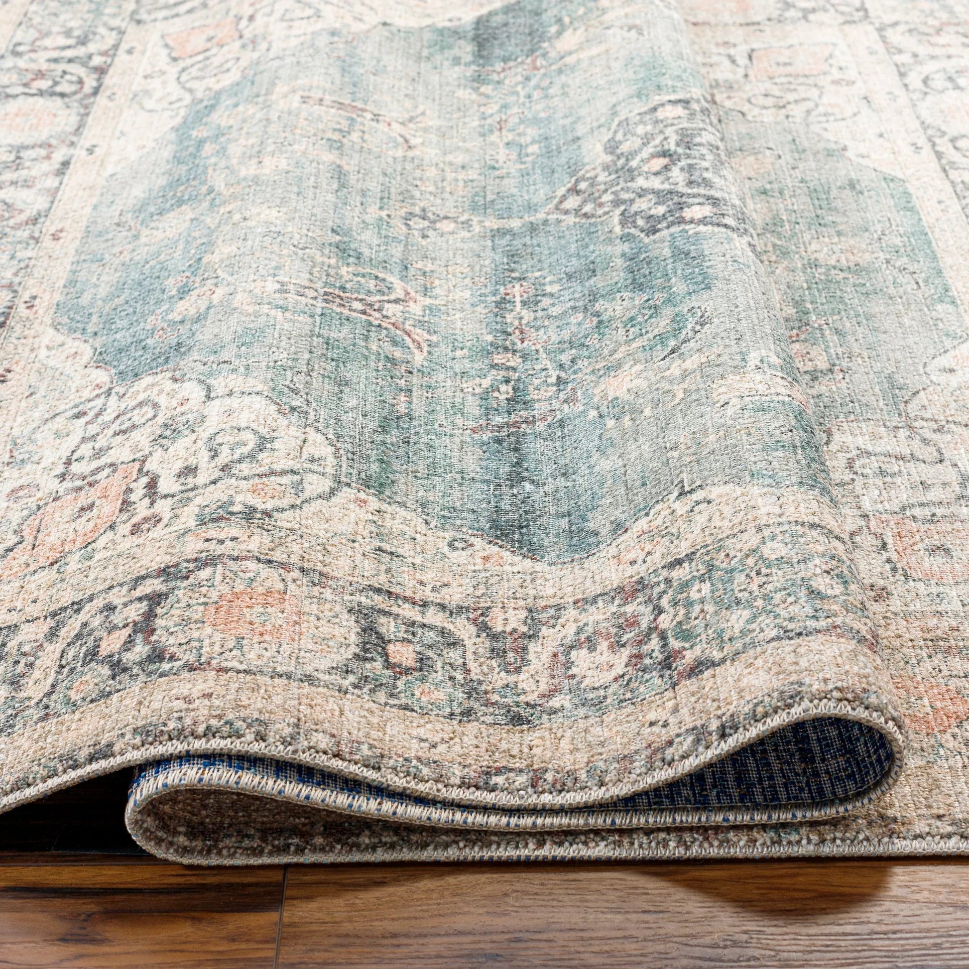 Marlene Rug - 490022 by Becki Owens x Livabliss in ice blue, blue, cream, light sage, charcoal, burgundy. Made from face: 100% polyester, warp: 100% cot