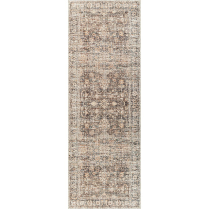 Marlene Rug - 490033 by Becki Owens x Livabliss in dark brown, beige, tan, brown, black. Made from face: 100% polyester, warp: 100% cotton in a unique style.