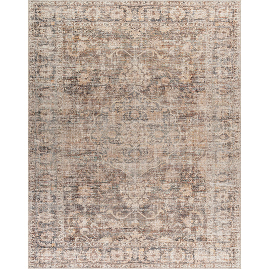 Marlene Rug - 490033 by Becki Owens x Livabliss in dark brown, beige, tan, brown, black. Made from face: 100% polyester, warp: 100% cotton in a unique style.