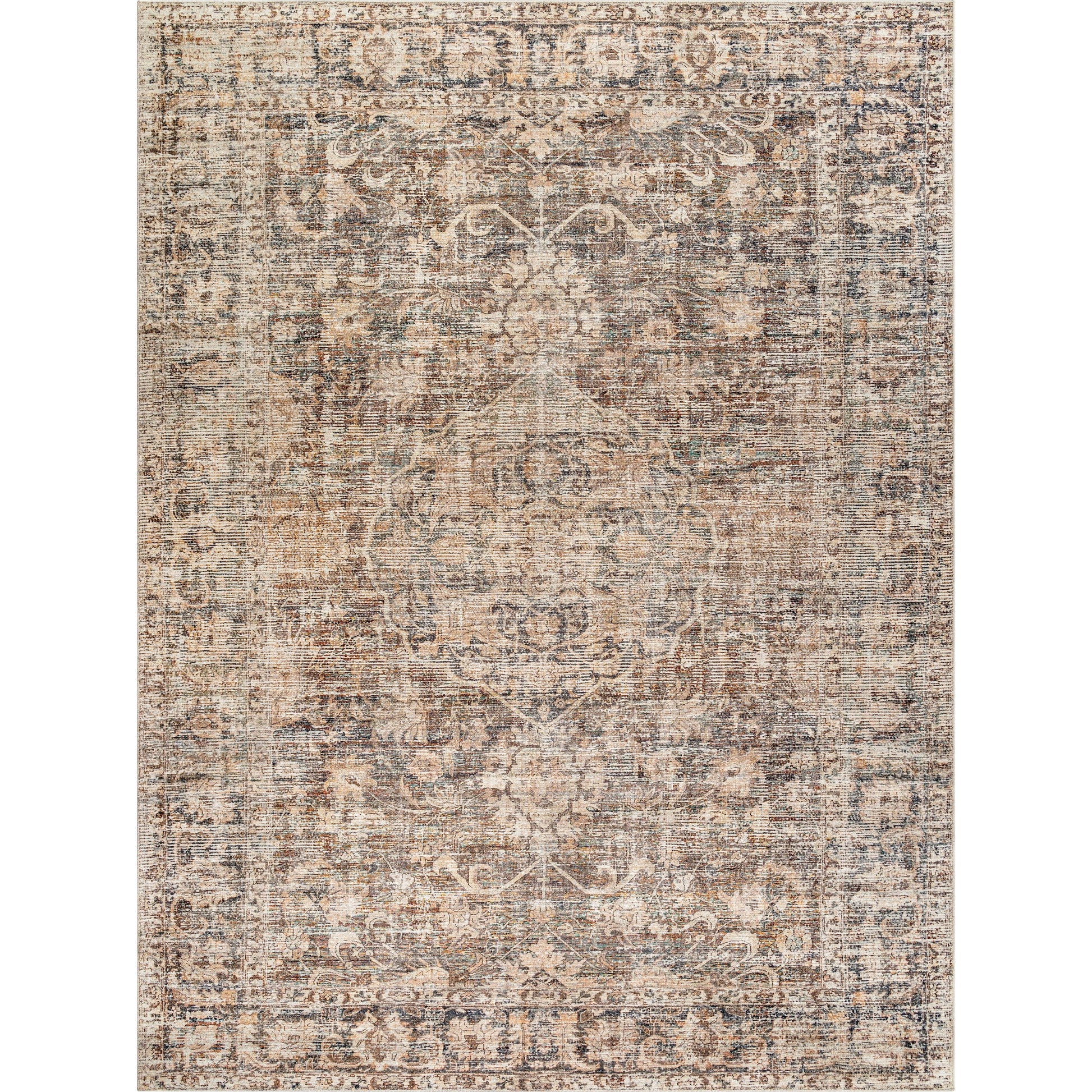 Marlene Rug - 490033 by Becki Owens x Livabliss in dark brown, beige, tan, brown, black. Made from face: 100% polyester, warp: 100% cotton in a unique style.