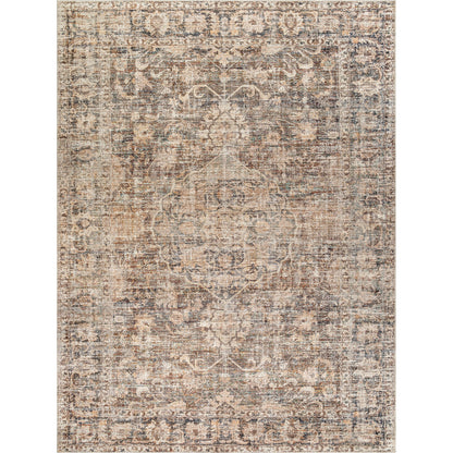 Marlene Rug - 490033 by Becki Owens x Livabliss in dark brown, beige, tan, brown, black. Made from face: 100% polyester, warp: 100% cotton in a unique style.