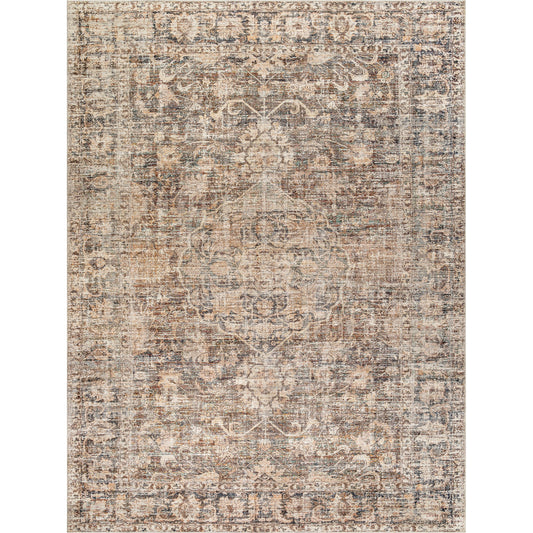 Marlene Rug - 490033 by Becki Owens x Livabliss in dark brown, beige, tan, brown, black. Made from face: 100% polyester, warp: 100% cotton in a unique style.
