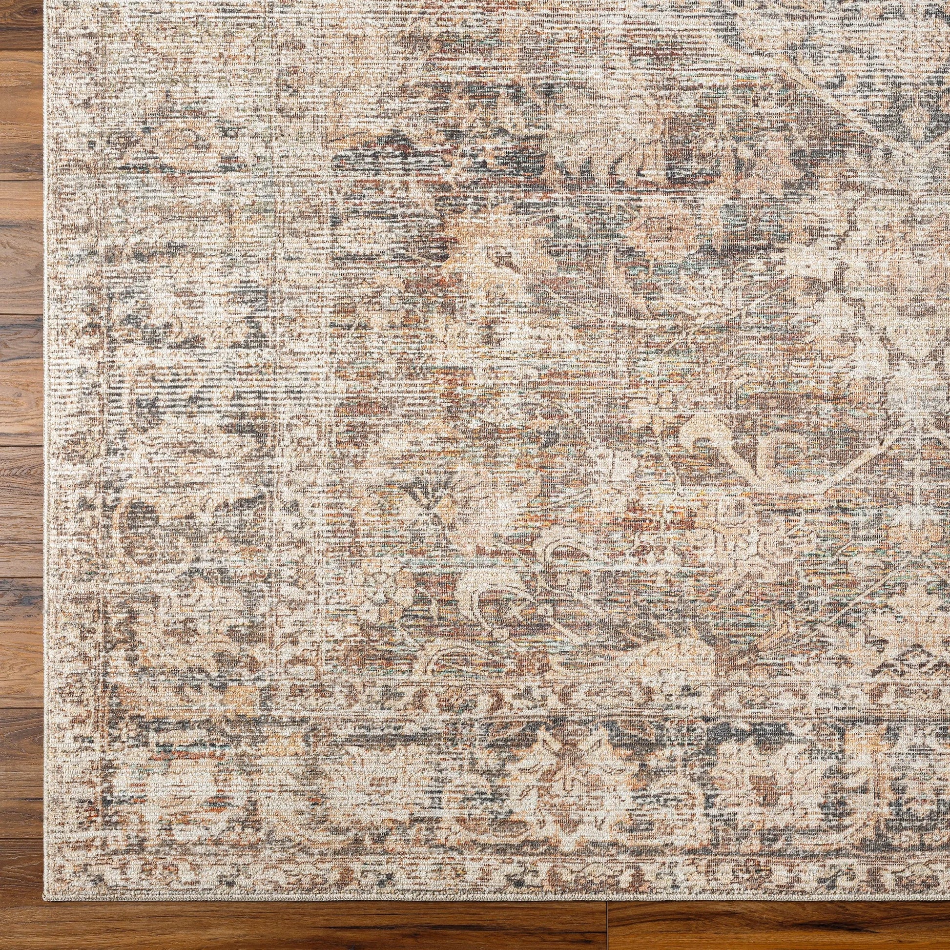 Marlene Rug - 490033 by Becki Owens x Livabliss in dark brown, beige, tan, brown, black. Made from face: 100% polyester, warp: 100% cotton in a unique s