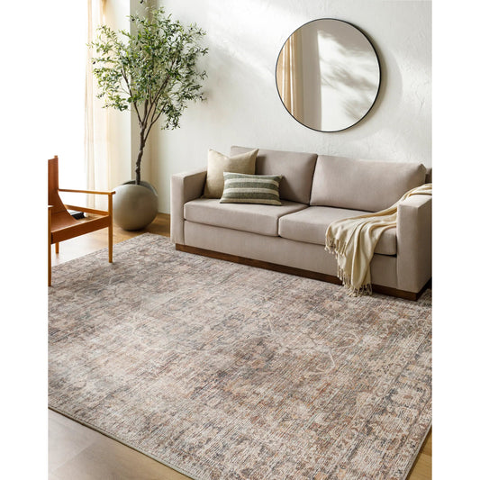Marlene Rug - 490033 by Becki Owens x Livabliss in dark brown, beige, tan, brown, black. Made from face: 100% polyester, warp: 100% cotton in a unique