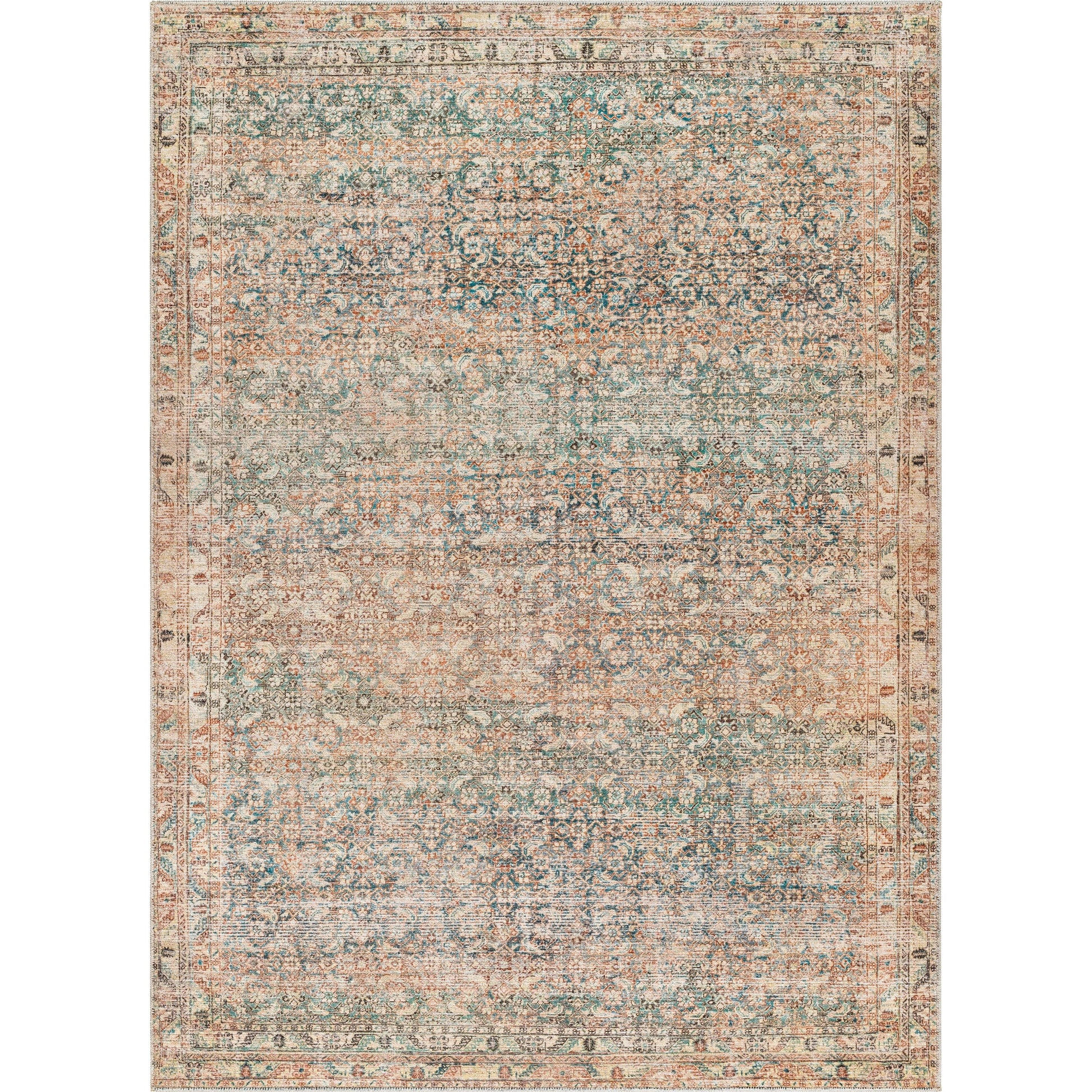 Marlene Rug - 490044 by Becki Owens x Livabliss in emerald, seafoam, light green, light beige, light brown, grass green. Made from face: 100% polyester, warp: 100% cotton in a u