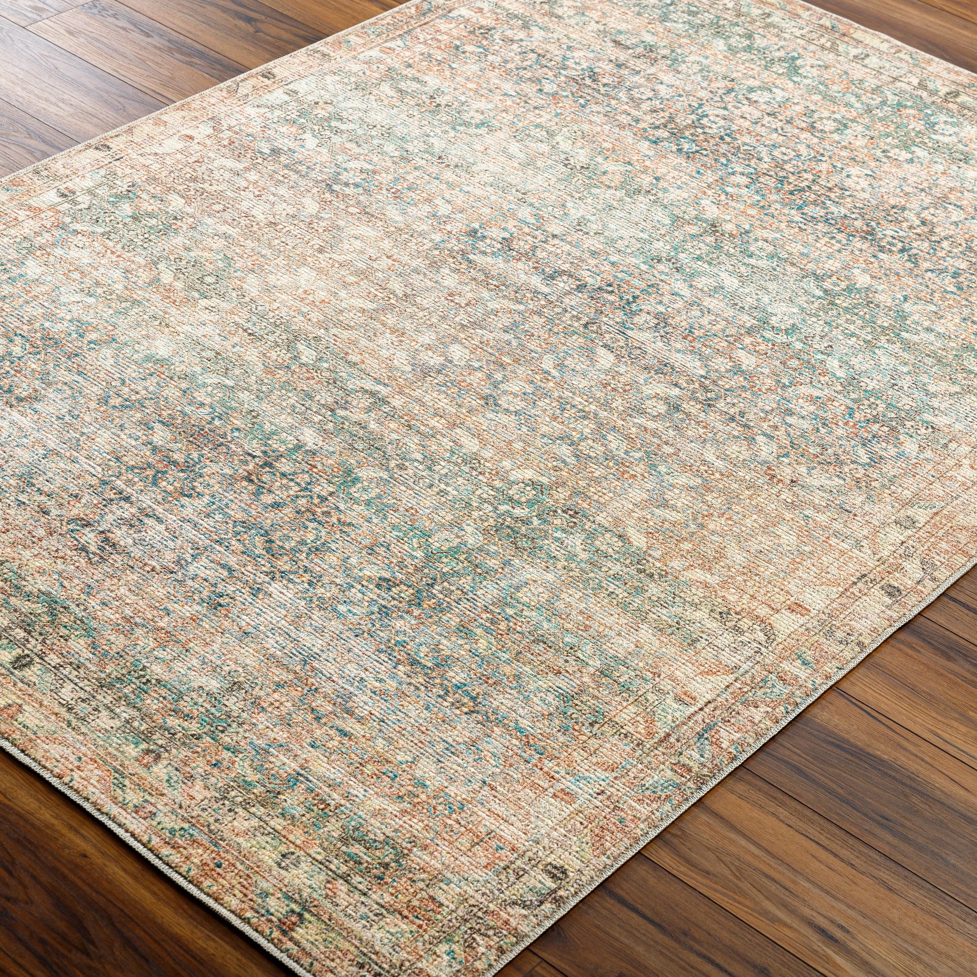 Marlene Rug - 490044 by Becki Owens x Livabliss in emerald, seafoam, light green, light beige, light brown, grass green. Made from face: 100% polyester,
