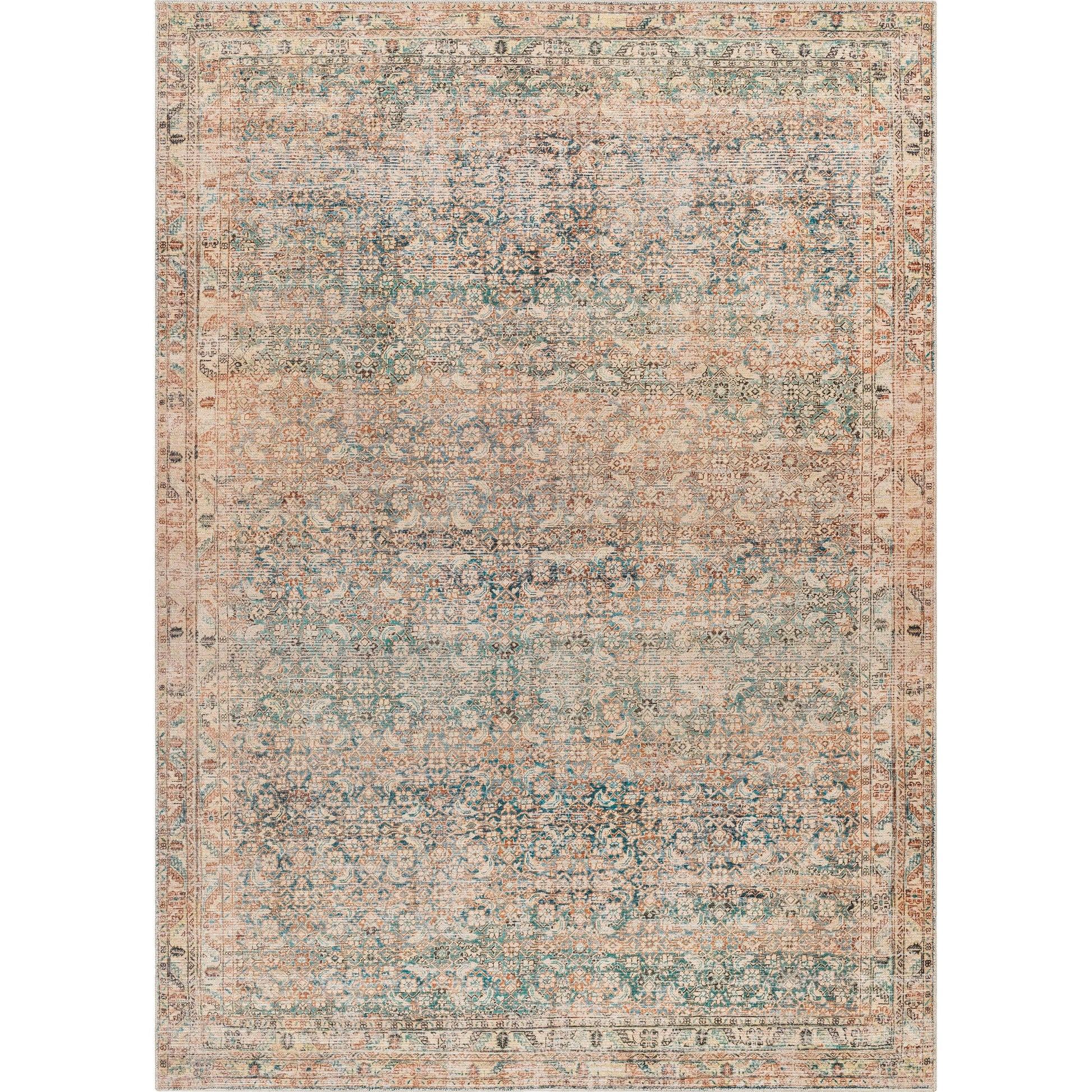 Marlene Rug - 490044 by Becki Owens x Livabliss in emerald, seafoam, light green, light beige, light brown, grass green. Made from face: 100% polyester, warp: 100% cotton in a unique style.