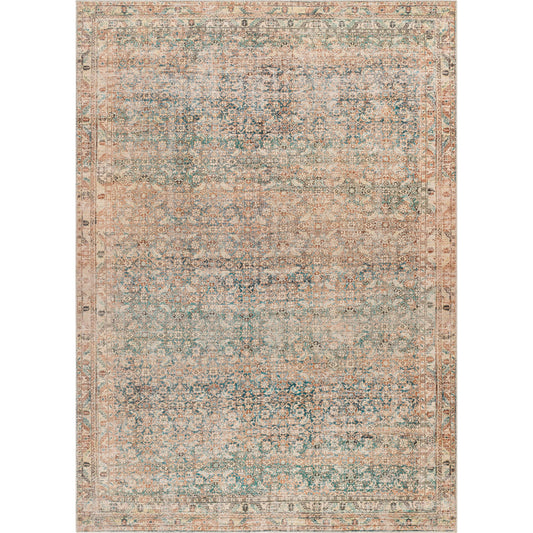 Marlene Rug - 490044 by Becki Owens x Livabliss in emerald, seafoam, light green, light beige, light brown, grass green. Made from face: 100% polyester, warp: 100% cotton in a unique style.