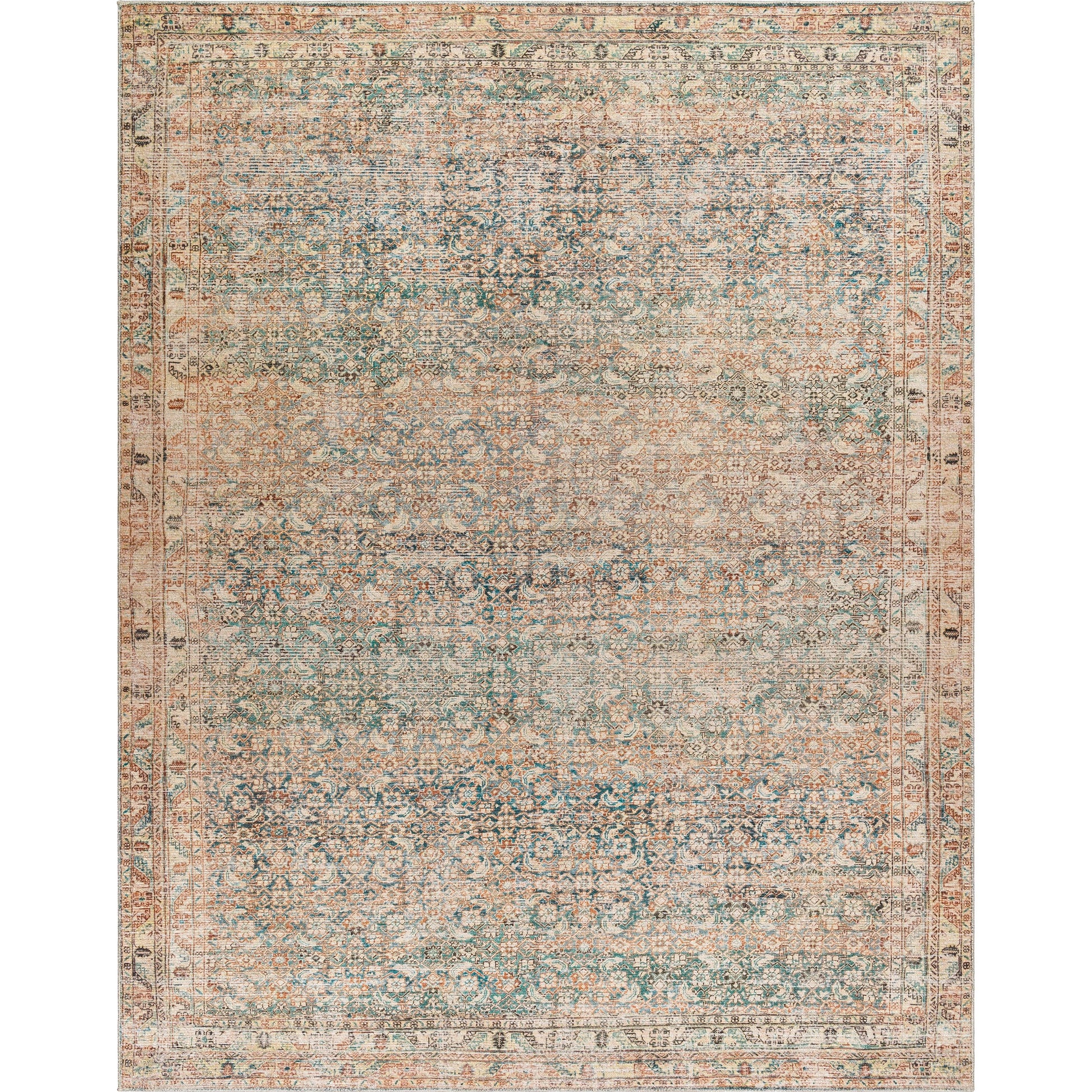 Marlene Rug - 490044 by Becki Owens x Livabliss in emerald, seafoam, light green, light beige, light brown, grass green. Made from face: 100% polyester, warp: 100% cotton in a unique style.