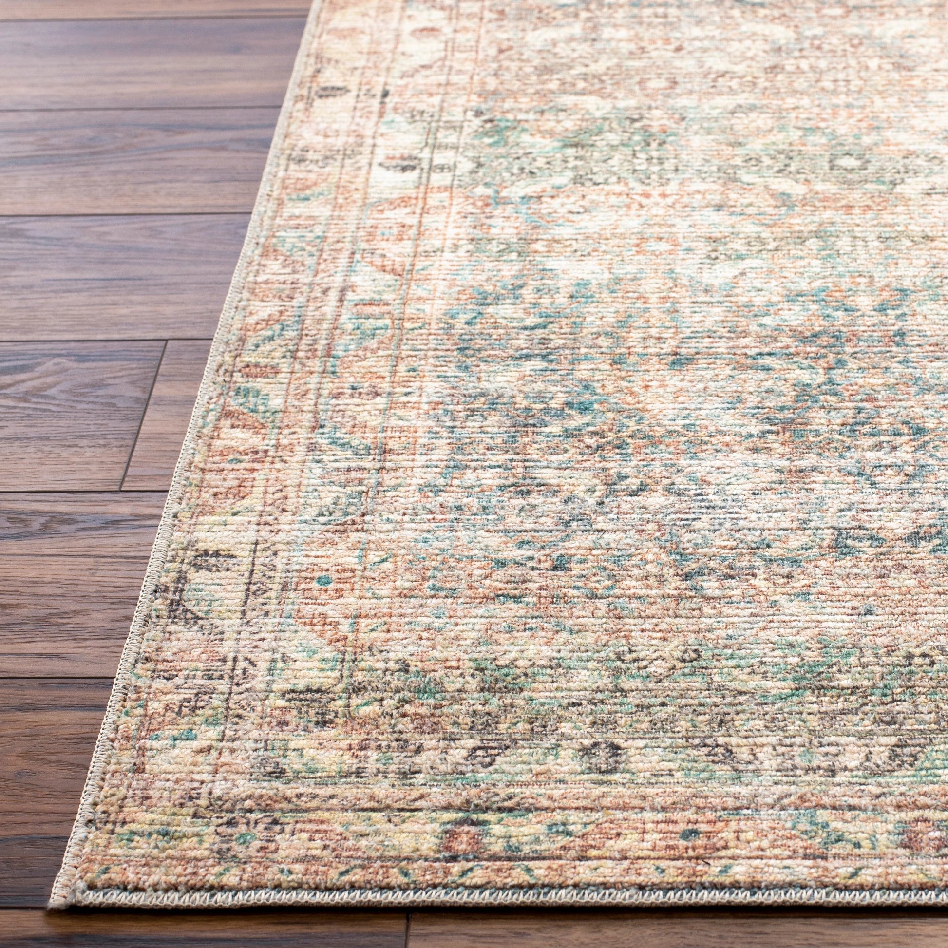Marlene Rug - 490044 by Becki Owens x Livabliss in emerald, seafoam, light green, light beige, light brown, grass green. Made from face: 100% polyester,