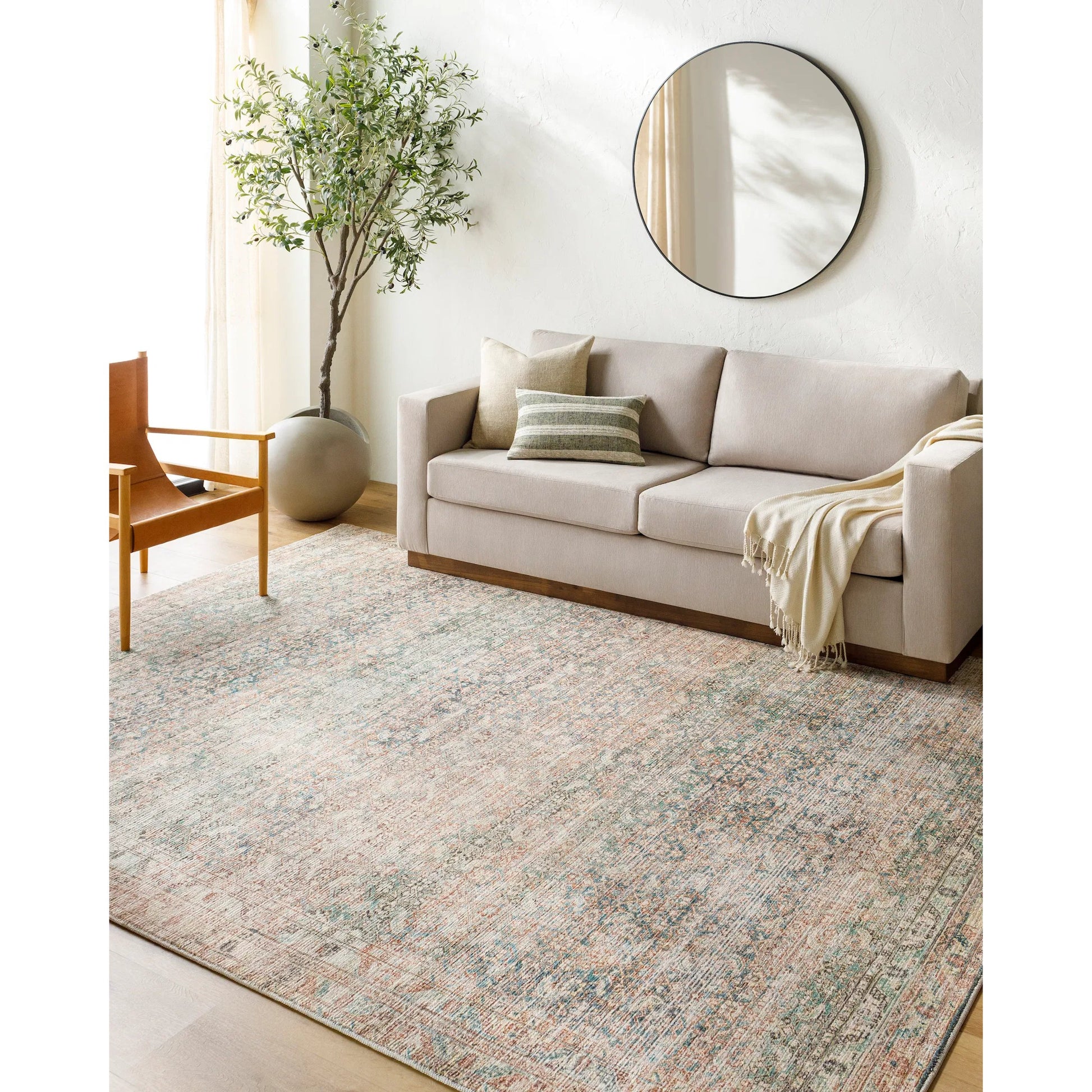 Marlene Rug - 490044 by Becki Owens x Livabliss in emerald, seafoam, light green, light beige, light brown, grass green. Made from face: 100% polyeste