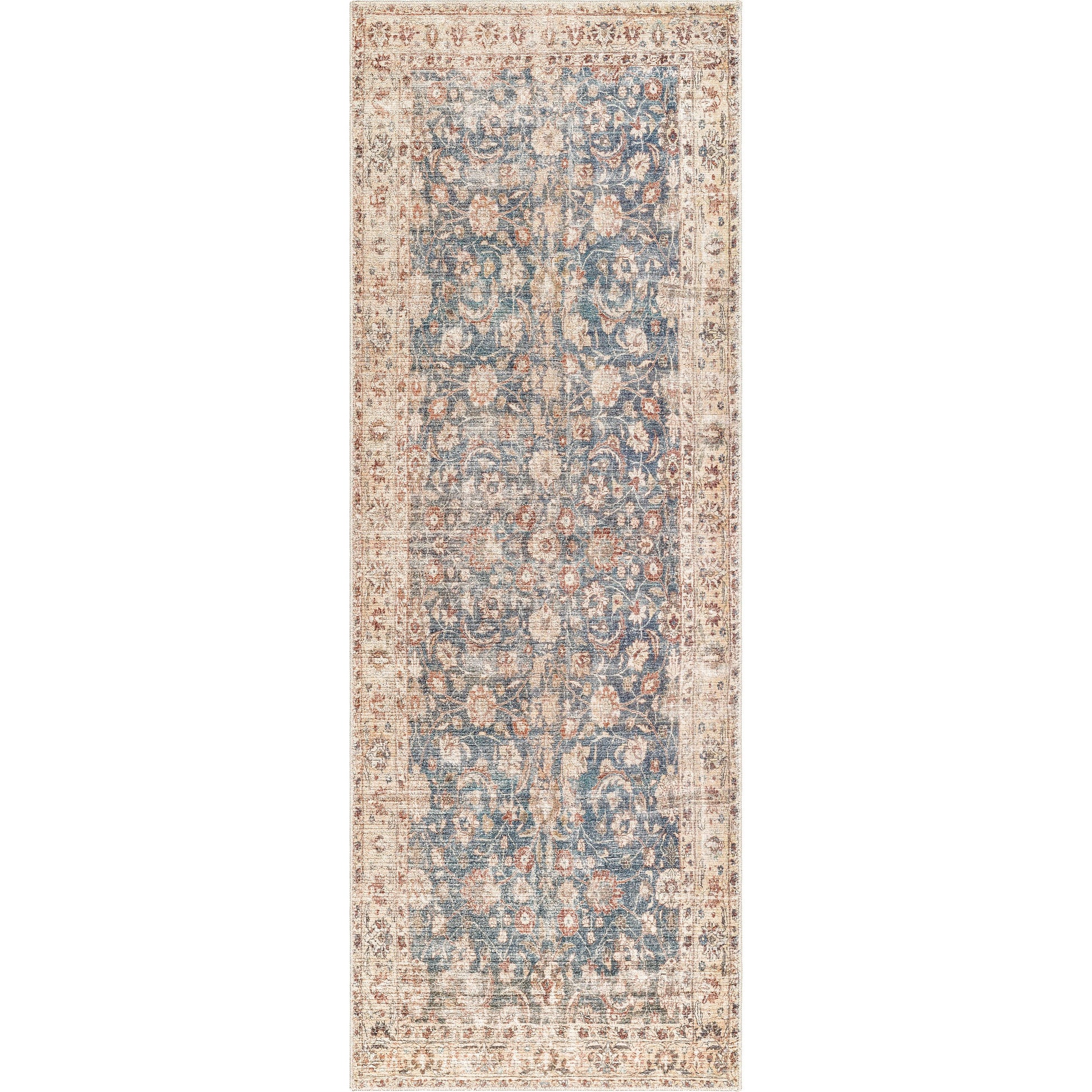 Marlene Rug - 490055 by Becki Owens x Livabliss in ink blue, ivory, tan, rust, brown, dark green. Made from face: 100% polyester, warp: 100% cotton in a unique style.