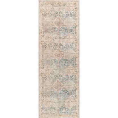 Marlene Rug - 490066 by Becki Owens x Livabliss in emerald, seafoam, light green, light beige, light brown, grass green. Made from face: 100% polyester, warp: 100% cotton in a unique style.