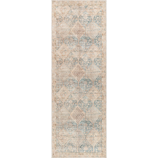 Marlene Rug - 490066 by Becki Owens x Livabliss in emerald, seafoam, light green, light beige, light brown, grass green. Made from face: 100% polyester, warp: 100% cotton in a unique style.
