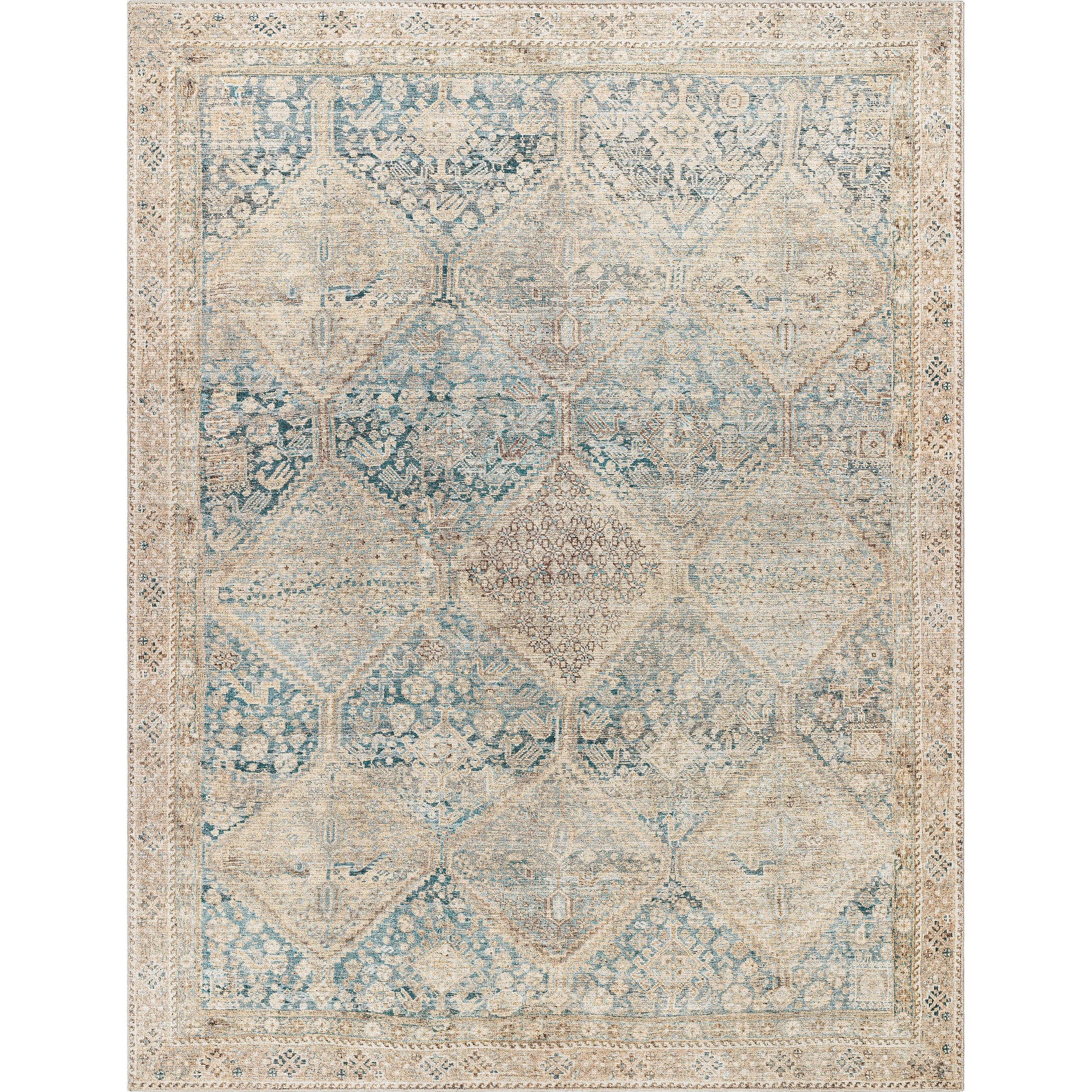 Marlene Rug - 490066 by Becki Owens x Livabliss in emerald, seafoam, light green, light beige, light brown, grass green. Made from face: 100% polyester, wa