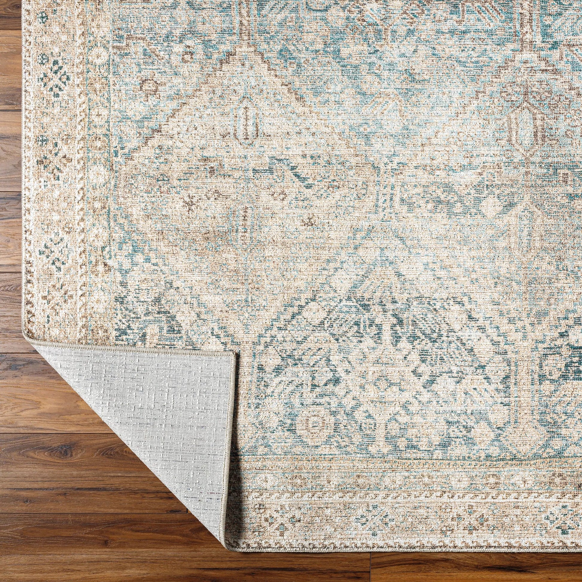 Marlene Rug - 490066 by Becki Owens x Livabliss in emerald, seafoam, light green, light beige, light brown, grass green. Made from face: 100% polyester,