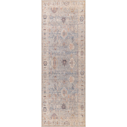 Marlene Rug - 490088 by Becki Owens x Livabliss in pale blue, dusty sage, medium gray, charcoal, mauve, dusty coral. Made from face: 100% polyester, warp: 100% cotton in a unique style.
