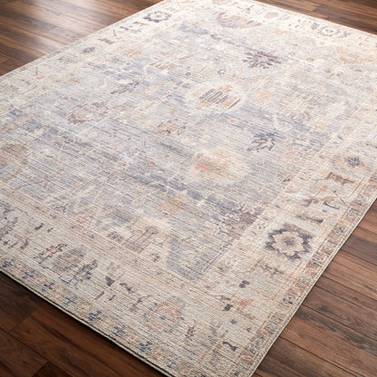 Marlene Rug - 490088 by Becki Owens x Livabliss in pale blue, dusty sage, medium gray, charcoal, mauve, dusty coral. Made from face: 100% polyester, war