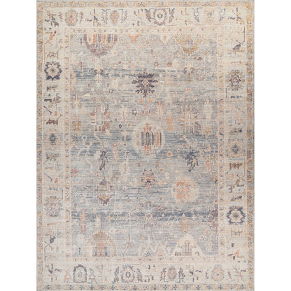 Marlene Rug - 490088 by Becki Owens x Livabliss in pale blue, dusty sage, medium gray, charcoal, mauve, dusty coral. Made from face: 100% polyester, warp: 100% cotton in a unique style.