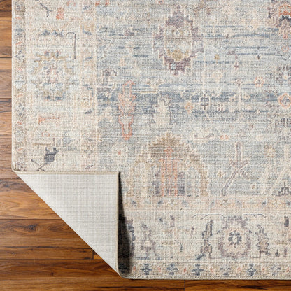 Marlene Rug - 490088 by Becki Owens x Livabliss in pale blue, dusty sage, medium gray, charcoal, mauve, dusty coral. Made from face: 100% polyester, war