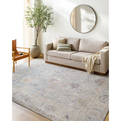 Marlene Rug - 490088 by Becki Owens x Livabliss in pale blue, dusty sage, medium gray, charcoal, mauve, dusty coral. Made from face: 100% polyester, w
