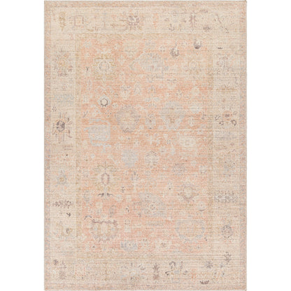 Marlene Rug - 490099 by Becki Owens x Livabliss in dusty pink, tan, ivory, light sage, charcoal, light brown. Made from face: 100% polyester, warp: 100% cotton in a u