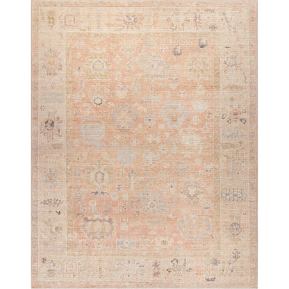 Marlene BOMN-2307 Rug by Becki Owens x Livabliss in dusty pink, tan, ivory, light sage, charcoal, light brown. Made from face: 100% polyester, warp: 100% cotton in a unique style.