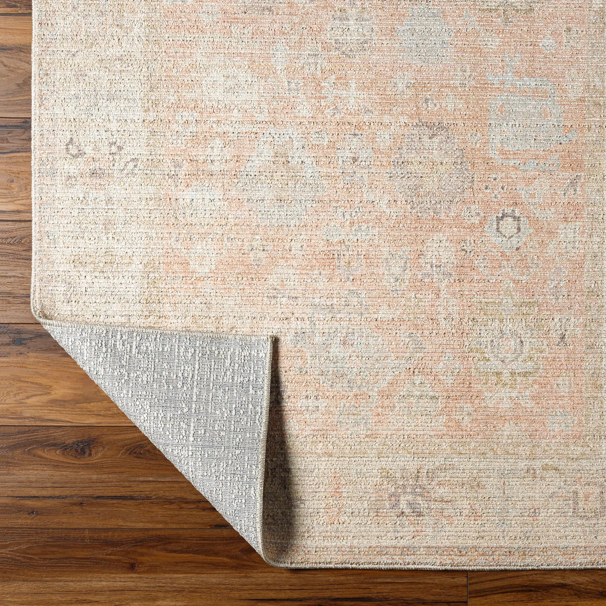 Marlene Rug - 490099 by Becki Owens x Livabliss in dusty pink, tan, ivory, light sage, charcoal, light brown. Made from face: 100% polyester, warp: 100%