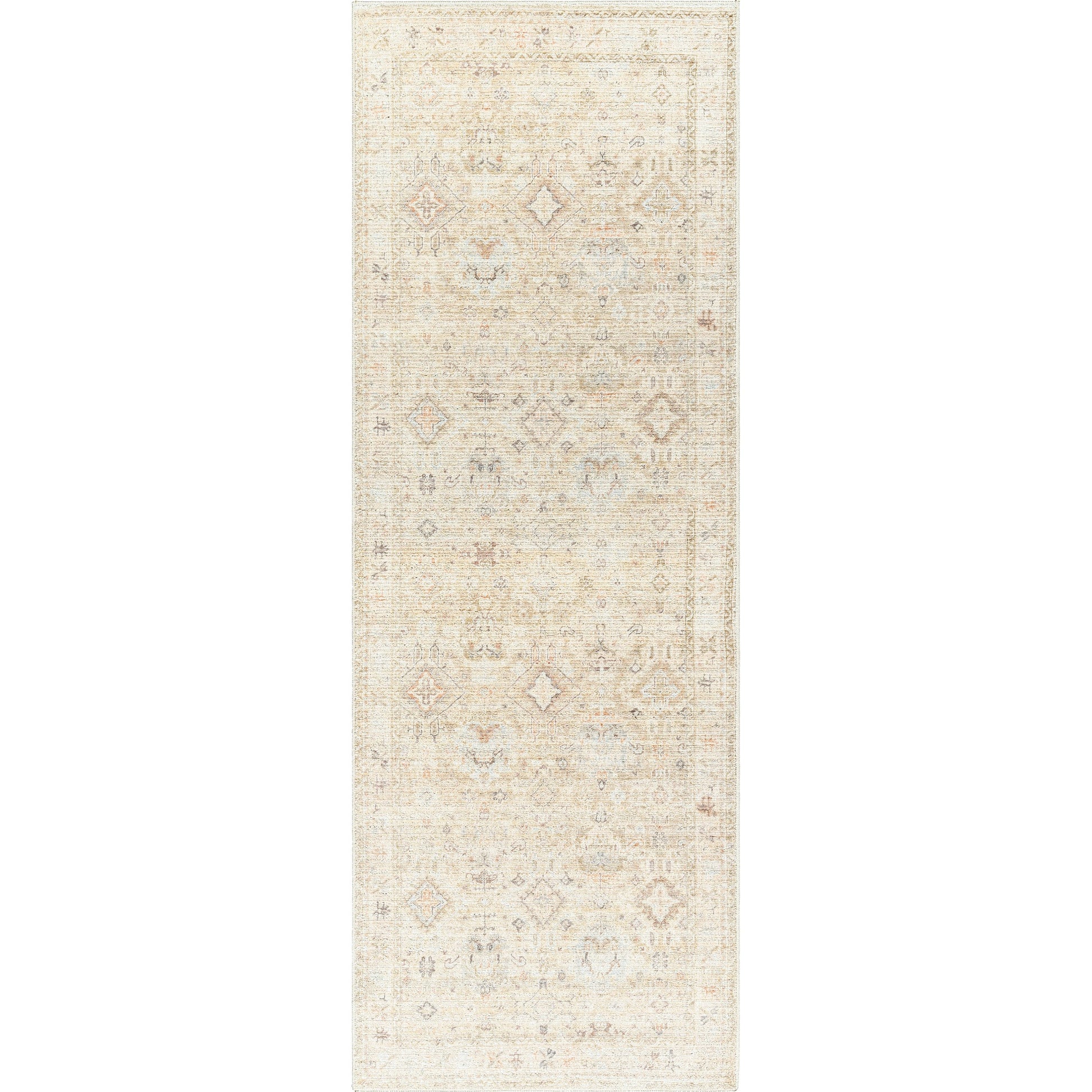 Marlene Rug - 490110 by Becki Owens x Livabliss in ivory, cream, medium brown, dusty coral, seafoam, mustard. Made from face: 100% polyester, warp: 100% cotton in a unique style.