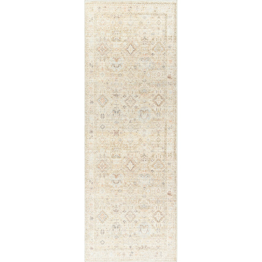 Marlene Rug - 490110 by Becki Owens x Livabliss in ivory, cream, medium brown, dusty coral, seafoam, mustard. Made from face: 100% polyester, warp: 100% cotton in a unique style.
