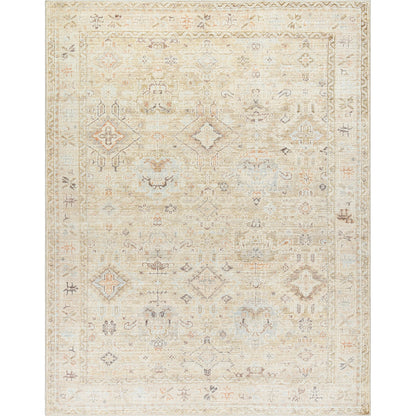 Marlene Rug - 490110 by Becki Owens x Livabliss in ivory, cream, medium brown, dusty coral, seafoam, mustard. Made from face: 100% polyester, warp: 100% cotto