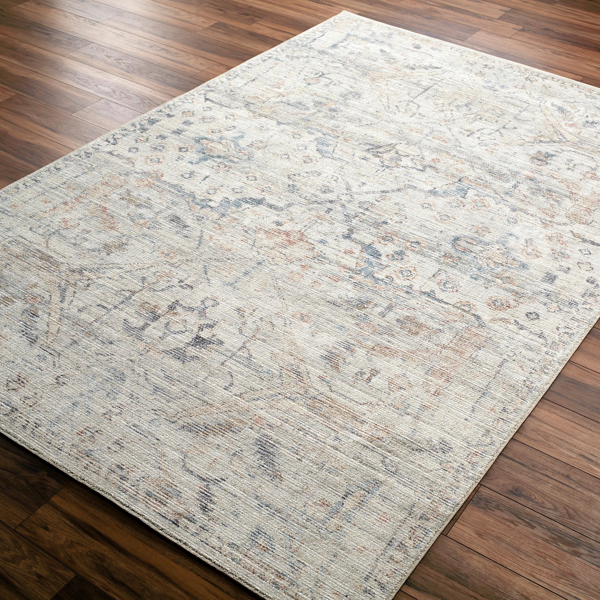 Marlene Rug - 490121 by Becki Owens x Livabliss in cream, pale blue, light blue, olive, rust, black. Made from face: 100% polyester, warp: 100% cotton in a unique style.