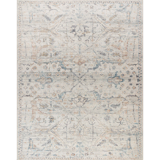 Marlene Rug - 490121 by Becki Owens x Livabliss in cream, pale blue, light blue, olive, rust, black. Made from face: 100% polyester, warp: 100% cotton in a unique style.
