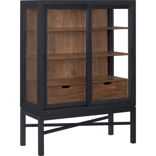 Marin Bookcase by Becki Owens x Surya in black, brown. Made from rubber wood, oak veneer, walnut veneer in a unique style.