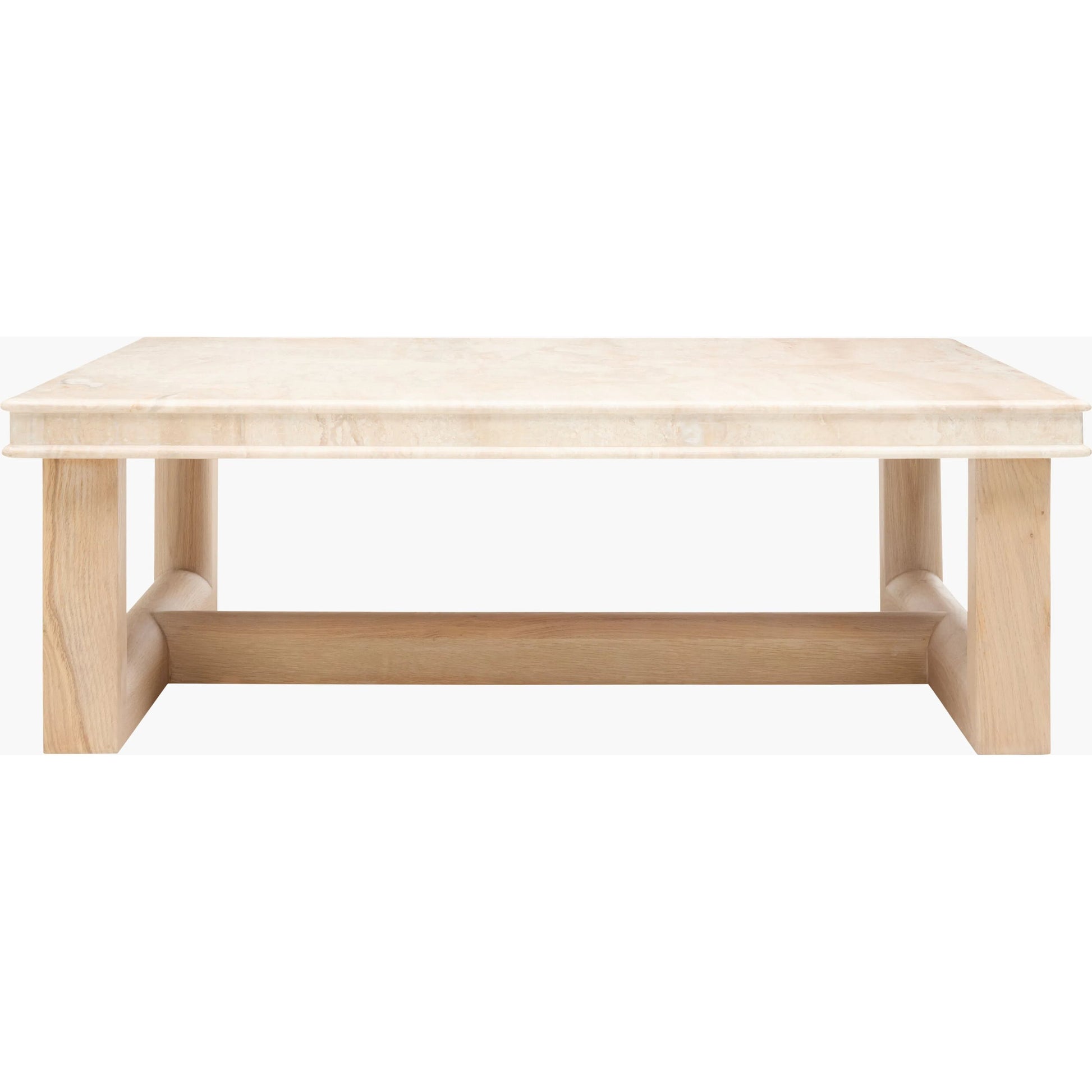 Mayson Coffee Table by Becki Owens x Surya in cream, brown and polished, lacquered. Made from marble, oak in a unique style.