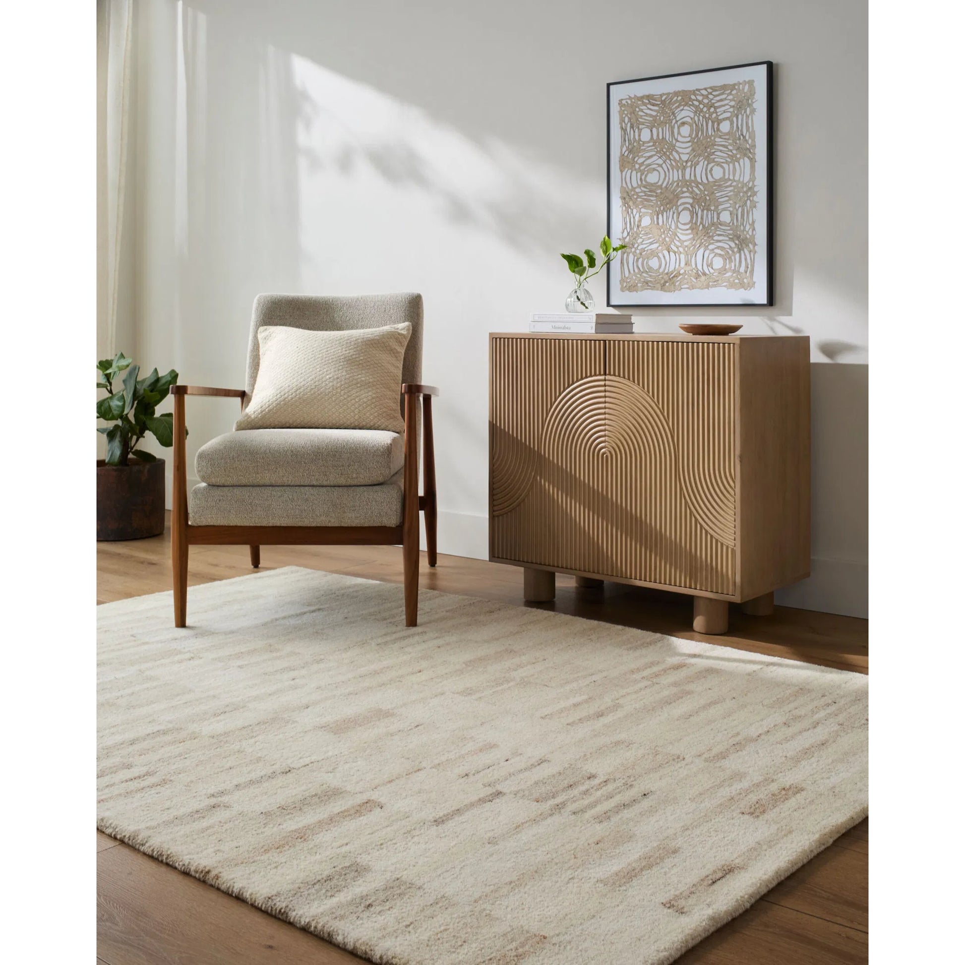 Max BOMX-2302 Rug by Becki Owens x Livabliss in ivory, sandstone, beige, cream, taupe. Made from wool in a unique style.