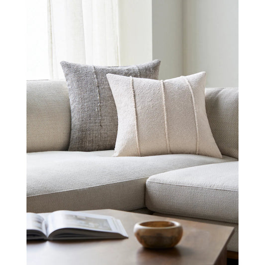 Mindy Pillow - 496183 by Becki Owens x Livabliss in pearl, off-white. Made from front: 100% cotton, back: 100% cotton in a modern style.