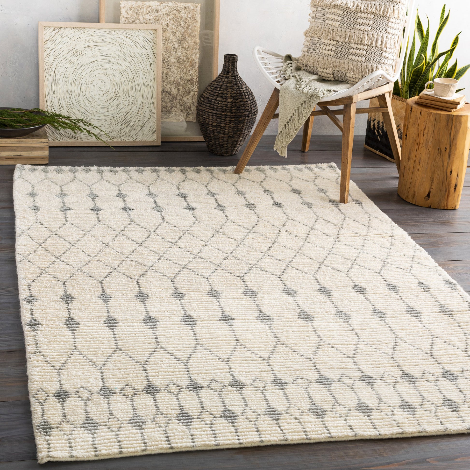 Beni Ourain Rug - 24183 by Surya in ivory, seafoam. Made from unique in a unique style.