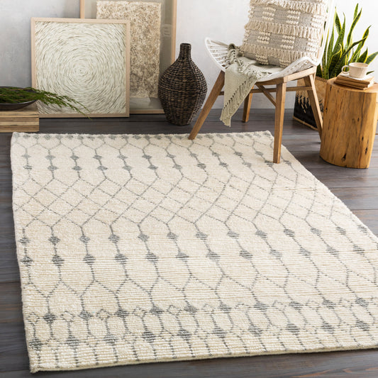 Beni Ourain Rug - 24183 by Surya in cream, light gray. Made from unique in a unique style.