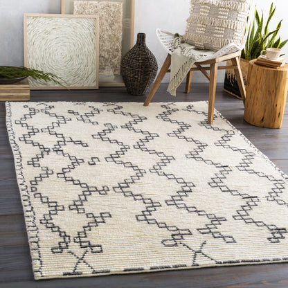 Beni Ourain BON-2301 Rug by Surya in ivory, charcoal. Made from unique in a unique style.