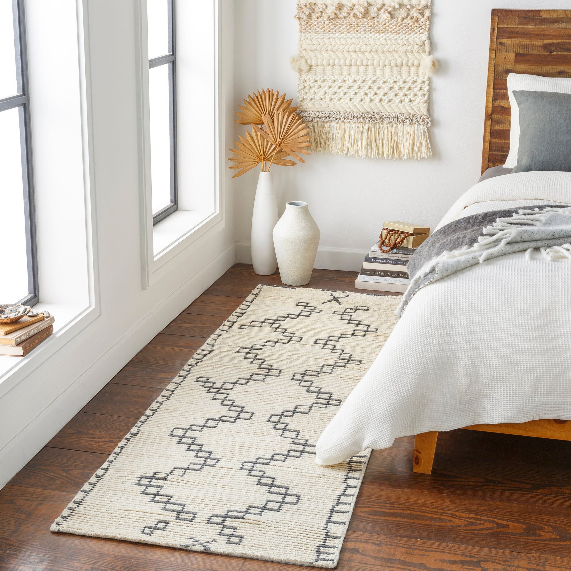 Beni Ourain Rug by Surya in ivory, charcoal. Made from unique in a unique style.