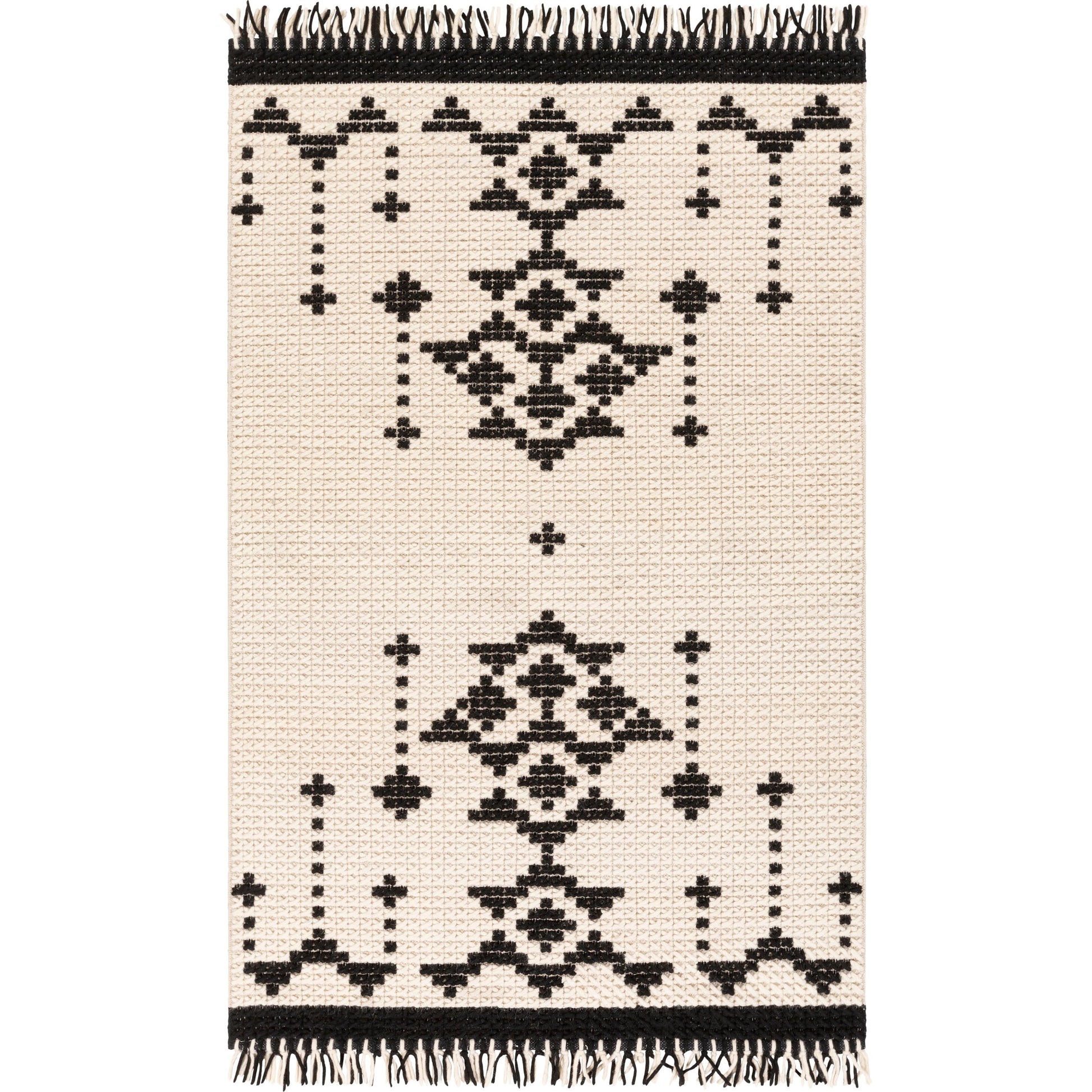 Beni Ourain Rug - 25251 by Surya in black, cream. Made from 100% new zealand wool in a unique style.