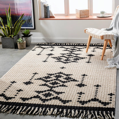 Beni Ourain Rug - 25251 by Surya in black, cream. Made from 100% new zealand wool in a unique style.