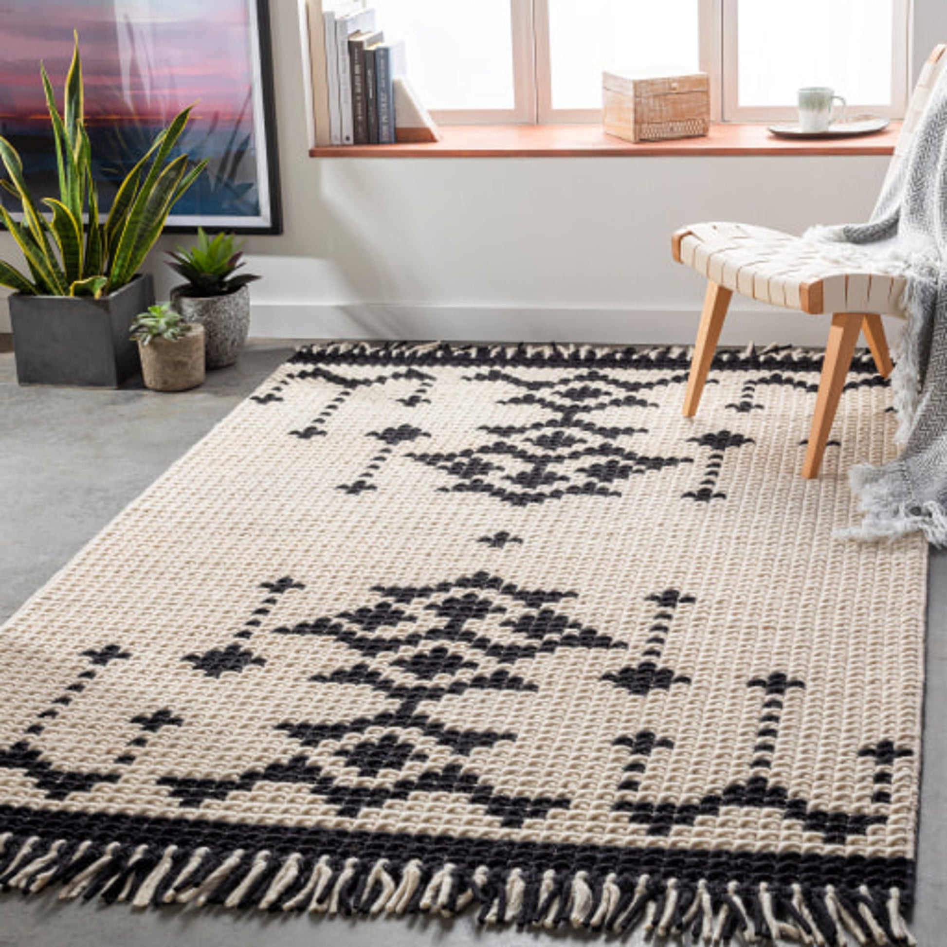 Beni Ourain Rug - 25251 by Surya in black, cream. Made from 100% new zealand wool in a unique style.