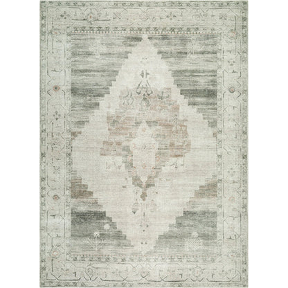 Luca BONC-2303 Rug by Becki Owens x Livabliss in the prominent colors in this rug are: sage, ivory, taupe, dusty rose.. Made from polyester in a unique style.