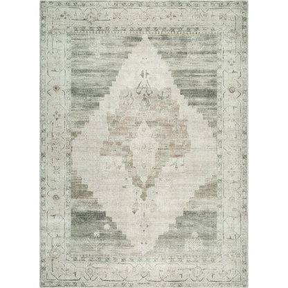 Luca BONC-2303 Rug by Becki Owens x Livabliss in cream, oatmeal, dusty sage, olive, camel. Made from polyester in a unique style.