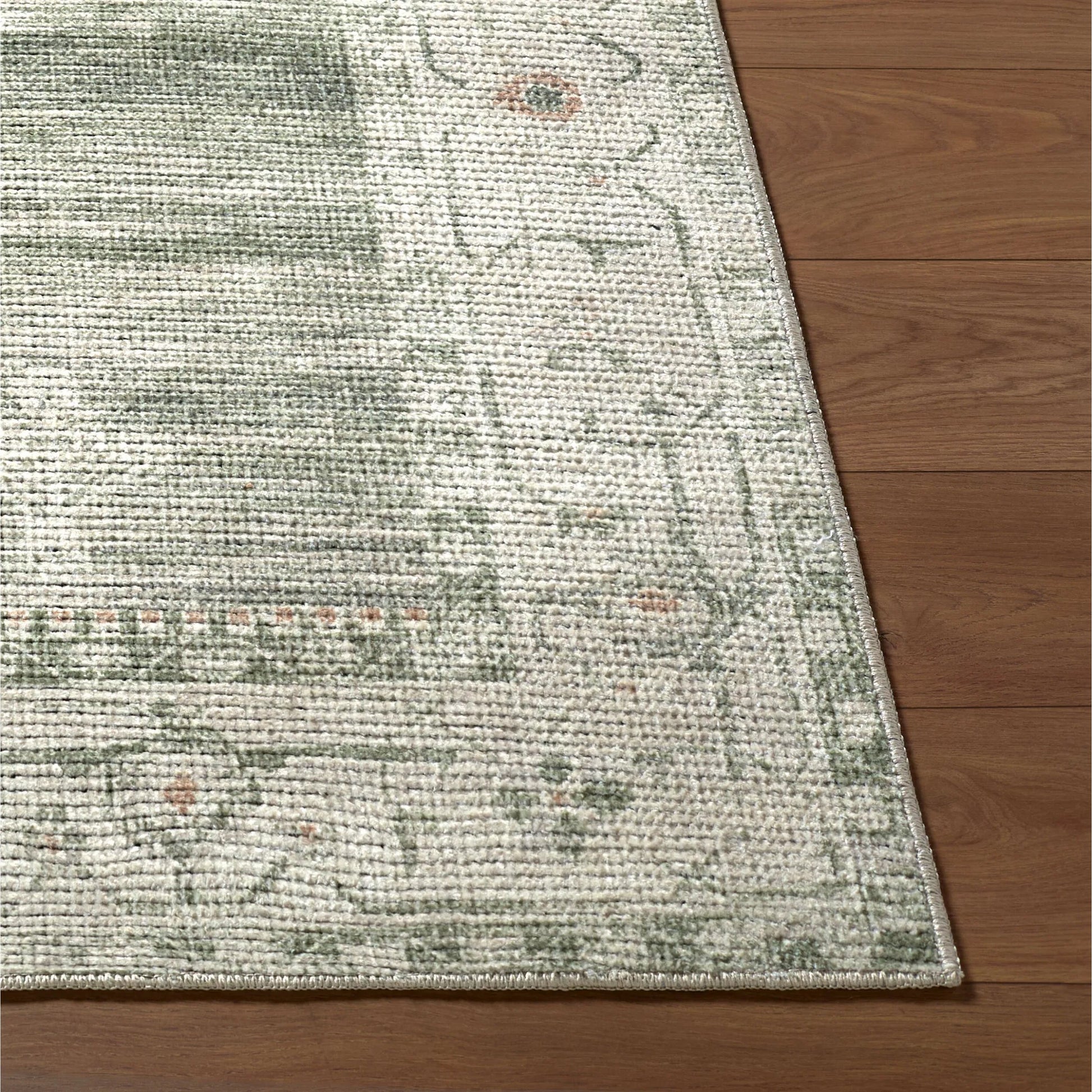 Luca BONC-2303 Rug by Becki Owens x Livabliss in cream, oatmeal, dusty sage, olive, camel. Made from polyester in a unique style.