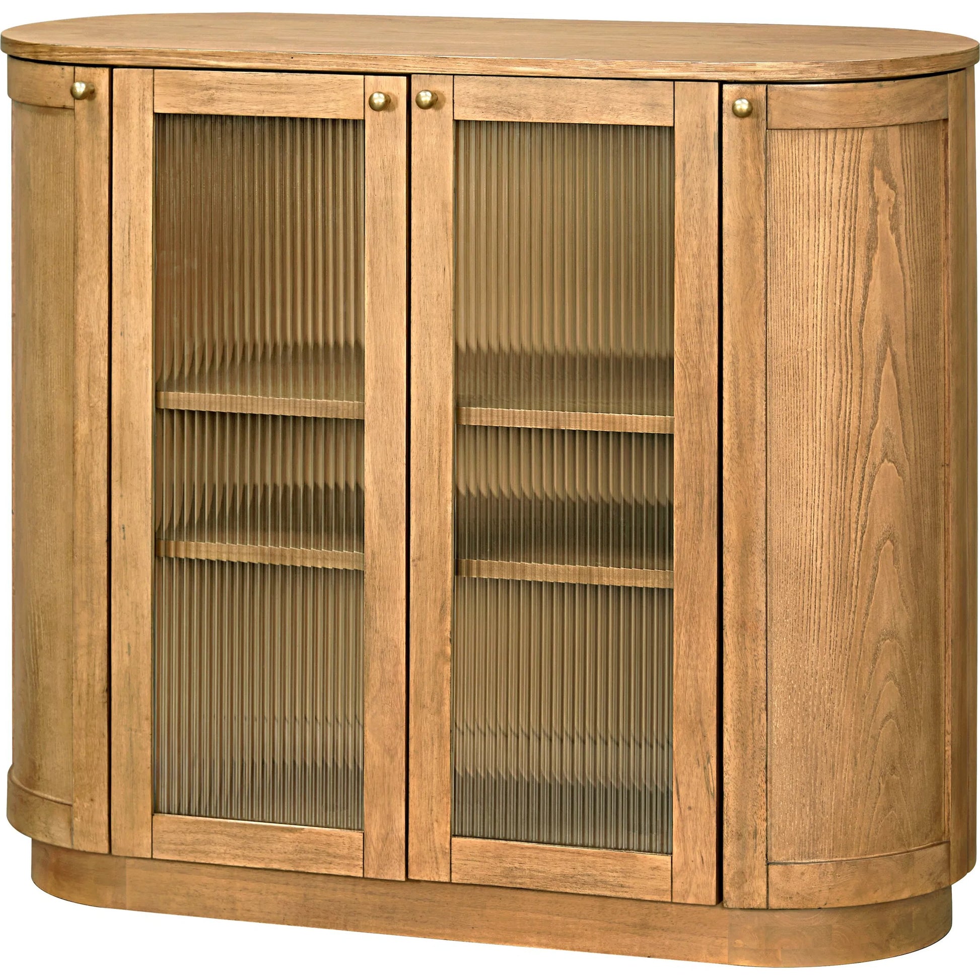 Penasco Cabinet by Becki Owens x Livabliss in tan and stained, polished. Made from ash wood veneer, rubber wood, glass in a transitional style.